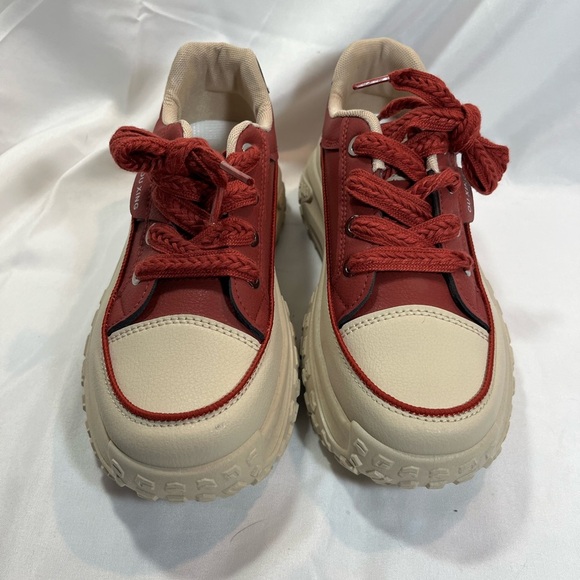 NWOT Burgundy & Tan Platform Sneaker - Picture 2 of 9